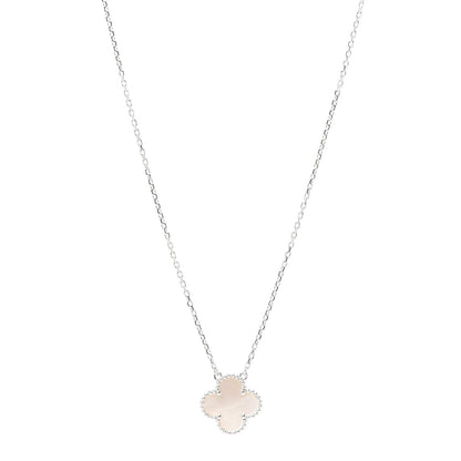 Van Cleef & Arpels 18K White Gold Mother of Pearl Vintage Alhambra Pendant Necklace 1 of 7