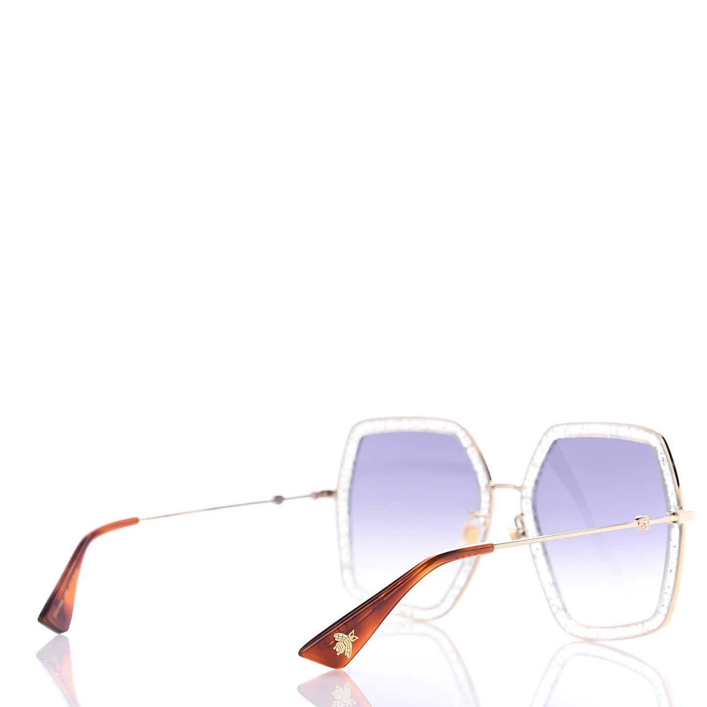 Glitter Acetate Oversize Square Frame Sunglasses GG0106S Gold