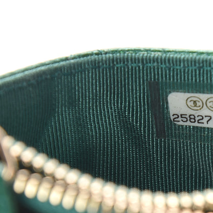 Chanel Metallic Caviar Quilted CC Zip Card Holder Green 7 of 8