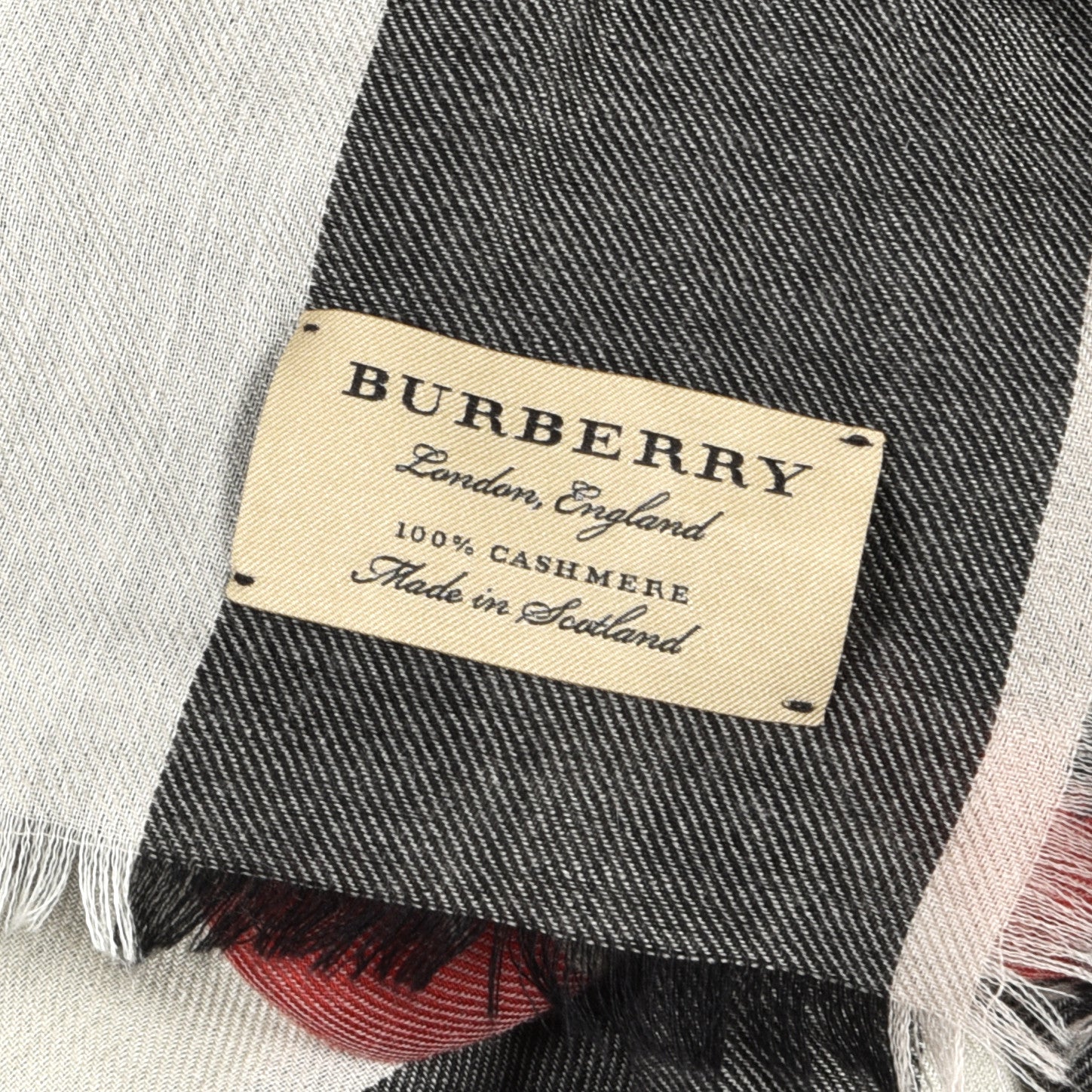 Burberry Cashmere Giant Check Lightweight Scarf Charcoal Green 3 of 3