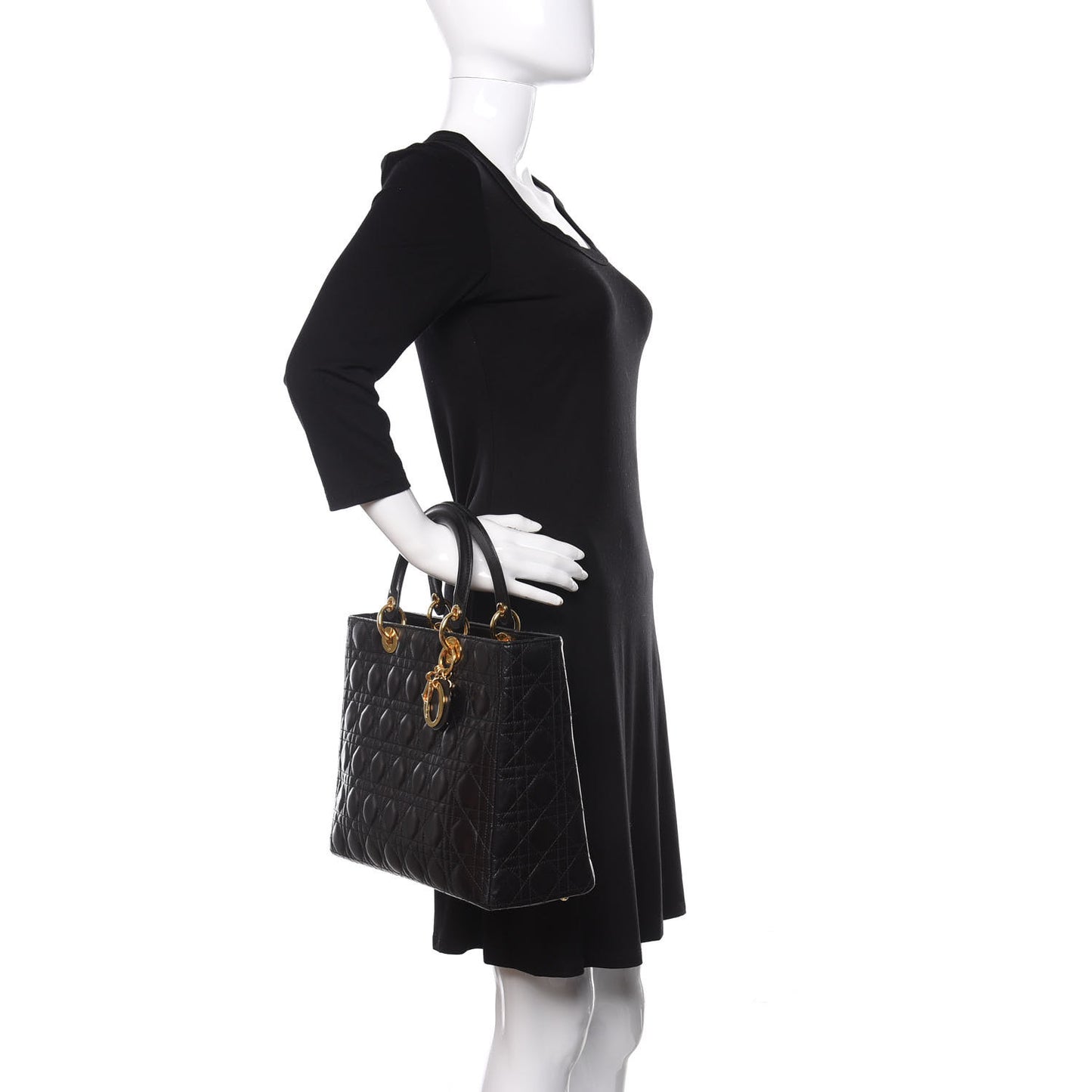 Lambskin Cannage Large Lady Dior Black