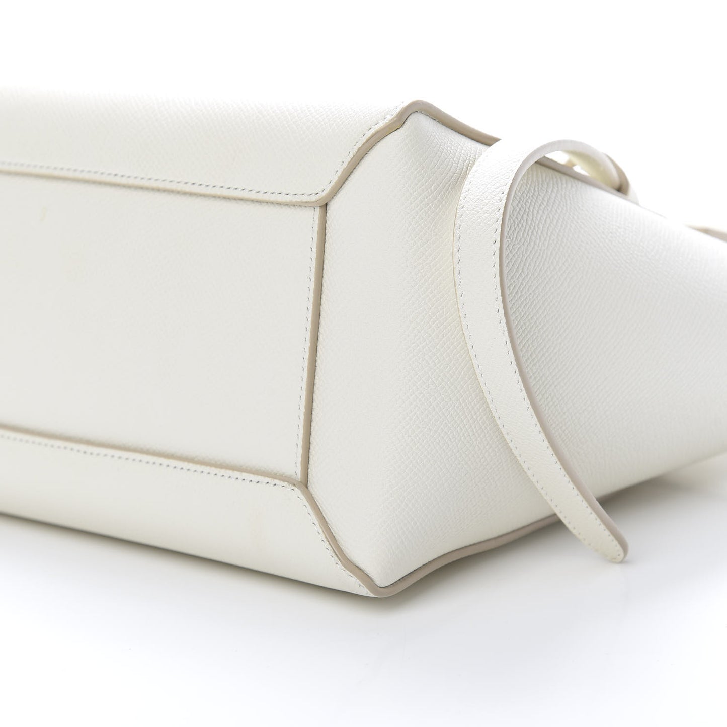 Grained Calfskin Micro Belt Bag White