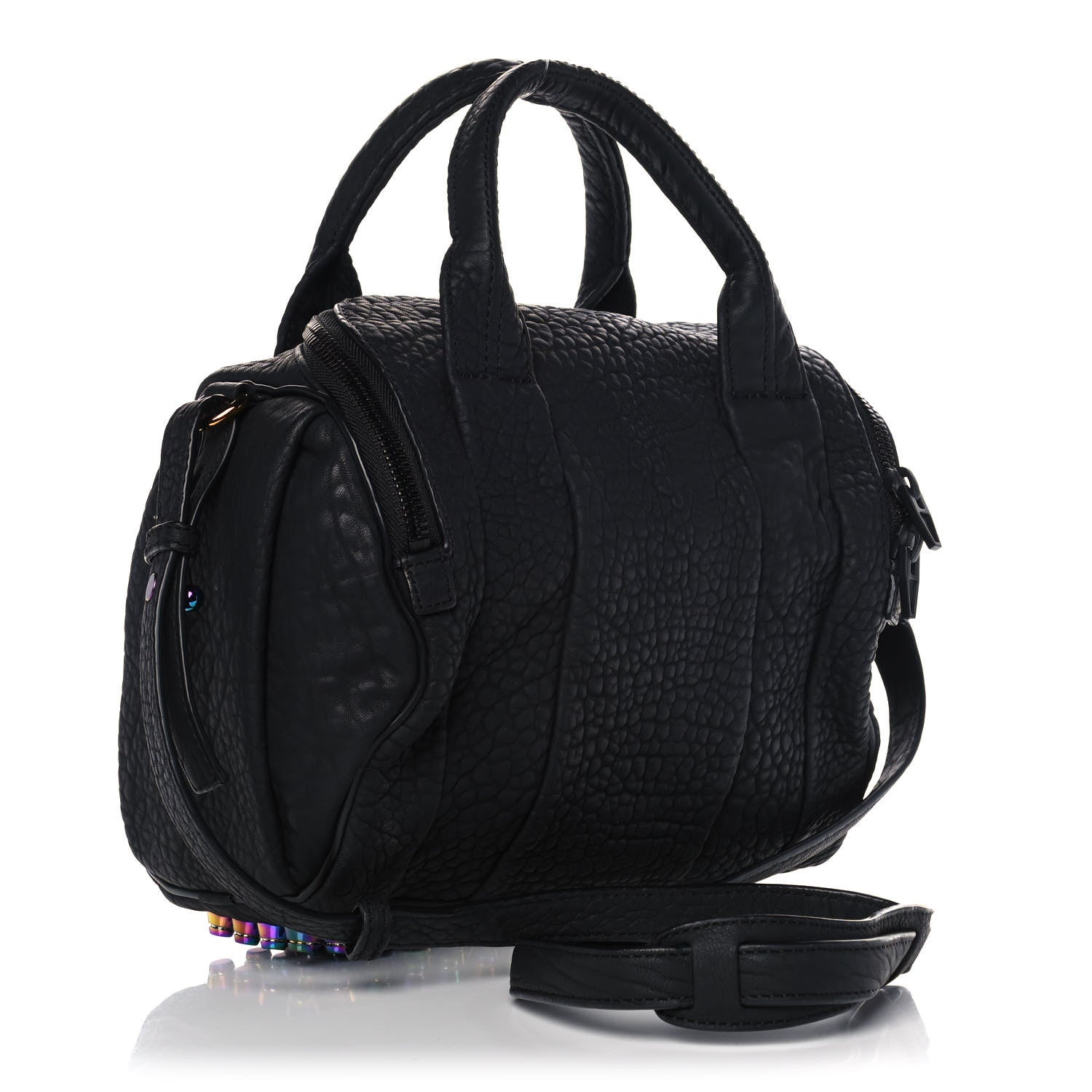 Alexander Wang Pebbled Lambskin Rockie Black Iridescent Hardware 2 of 13
