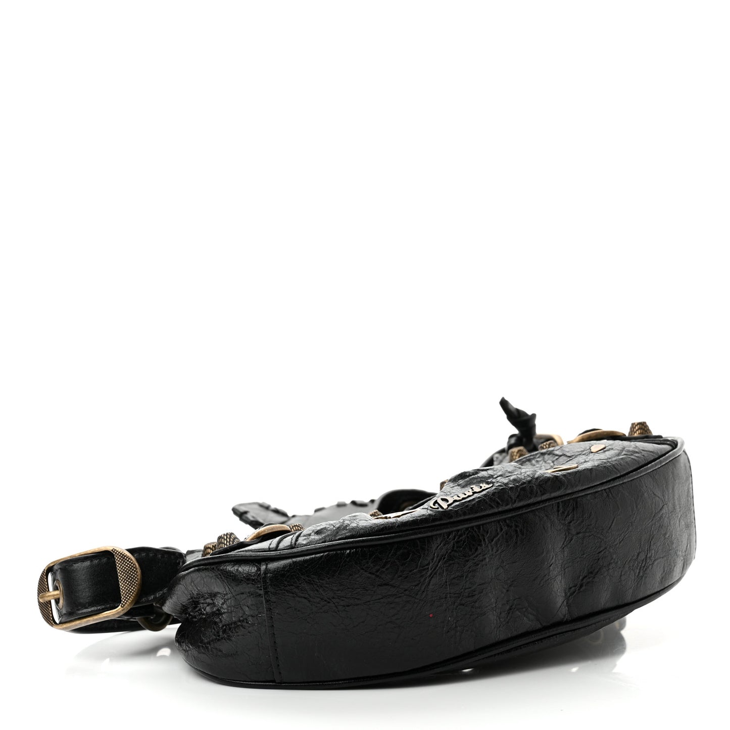 Agneau Arena Pin Embellished Le Cagole Shoulder Bag XS Black