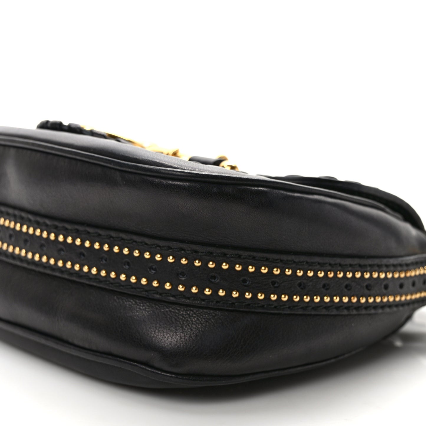 Calfskin Small Snaffle Bit Shoulder Bag Black