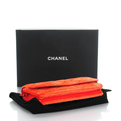 Chanel Velvet Quilted Wallet On Chain WOC Orange 4 of 8