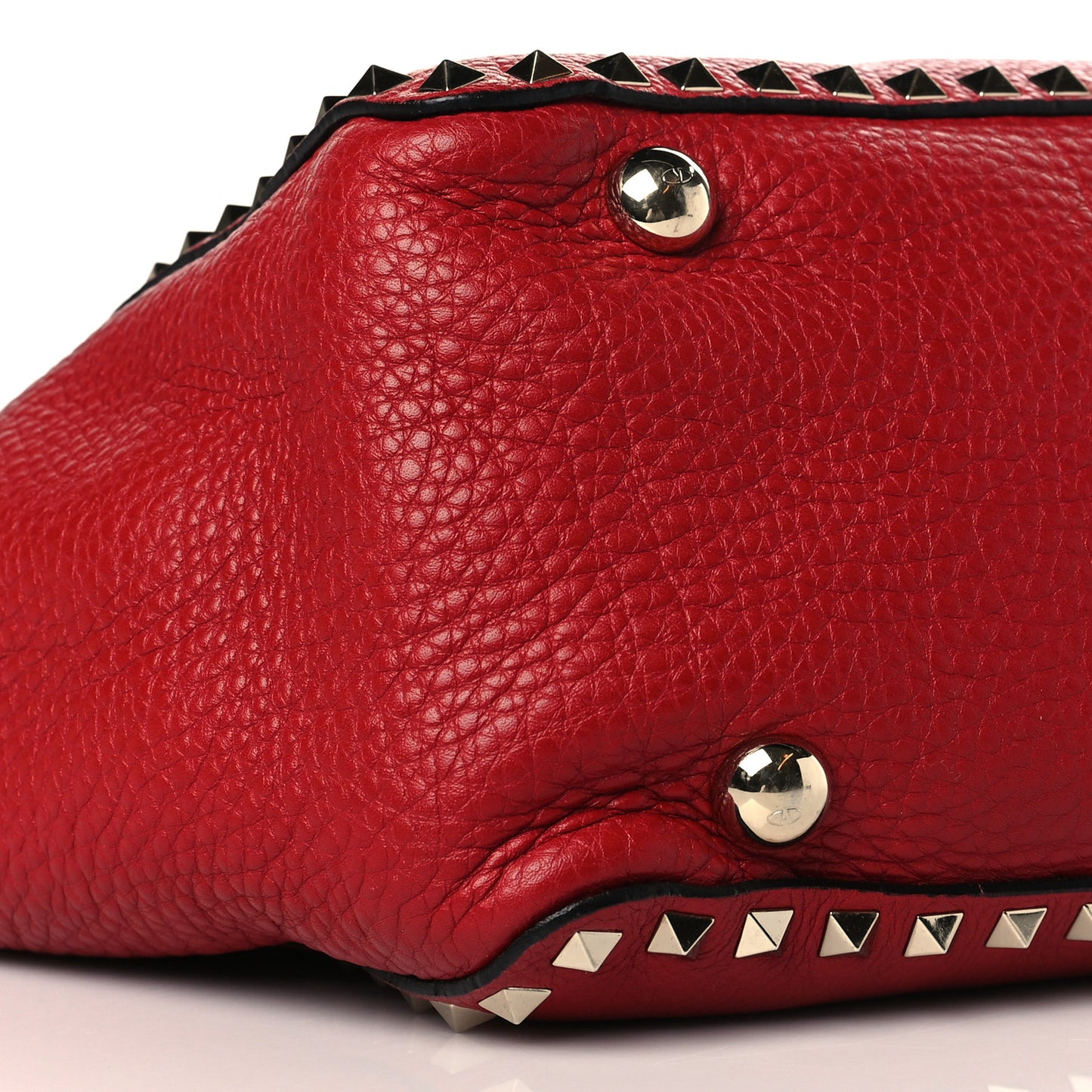 Pebbled Calfskin Medium Rockstud Tote Rosso Valentino
