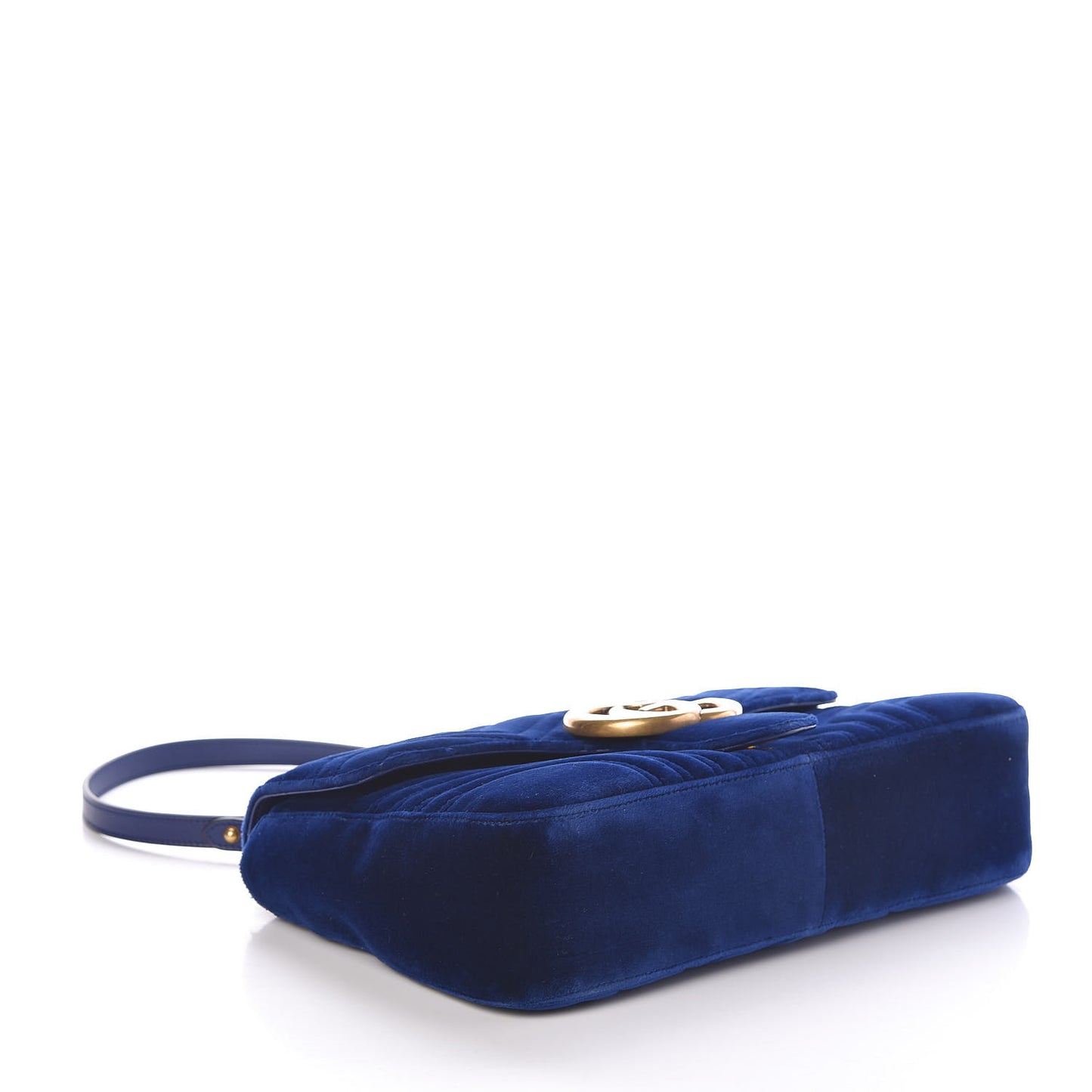 Velvet Matelasse Medium GG Marmont Shoulder Bag Cobalt Blue