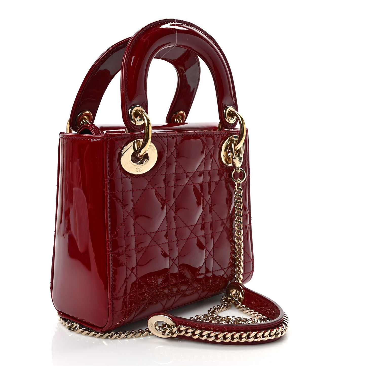 Patent Cannage Mini Lady Dior Red