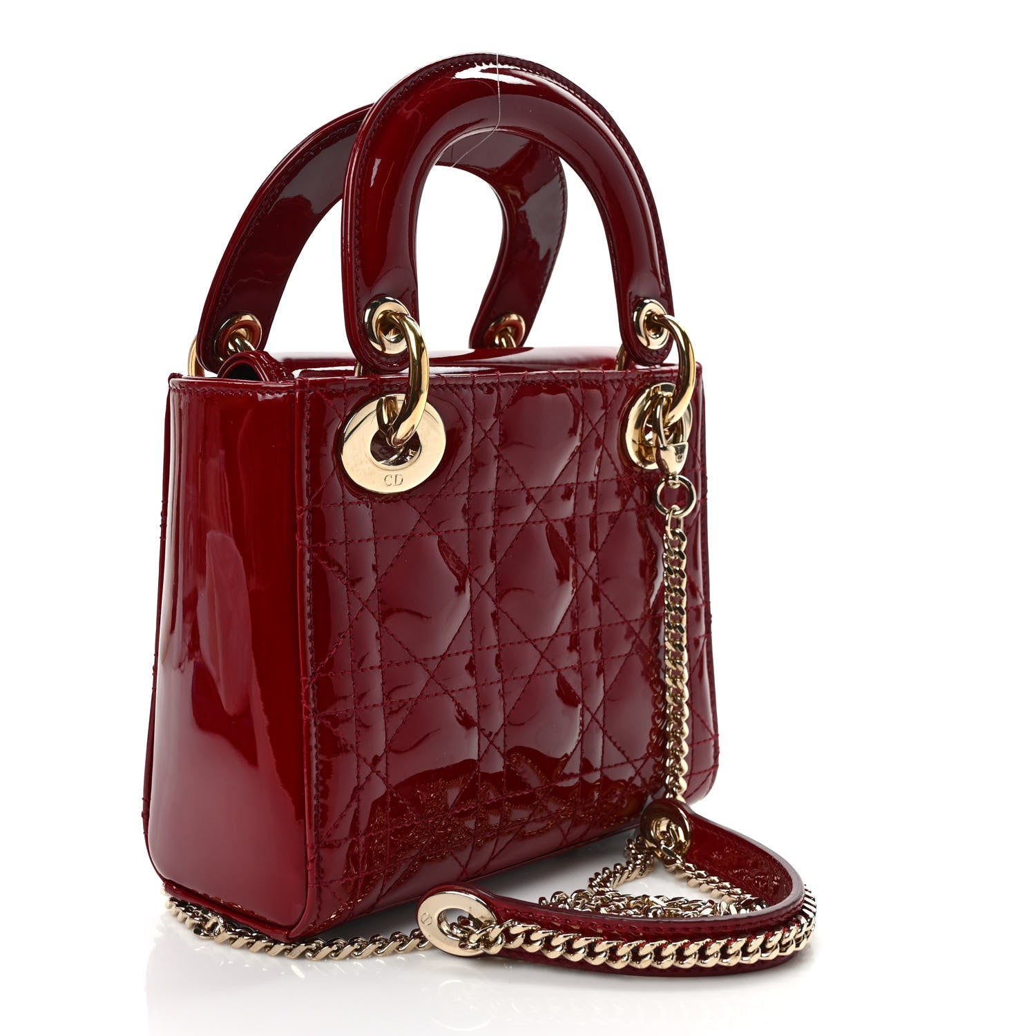Christian Dior Patent Cannage Mini Lady Dior Red 3 of 9