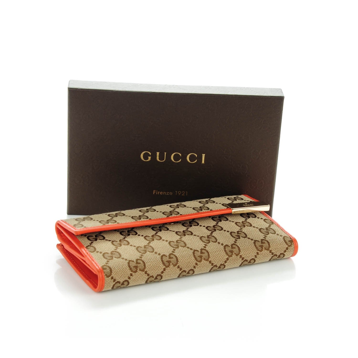 Gucci Monogram Margaux Calfskin Dice Continental Wallet Beige Ebony New Dark Orange 4 of 7