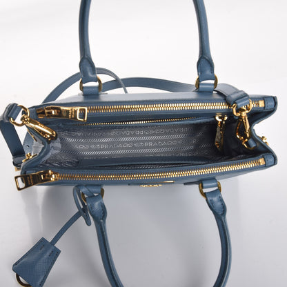 Prada Saffiano Galleria Mini Double Zip Tote Aviazione 6 of 8