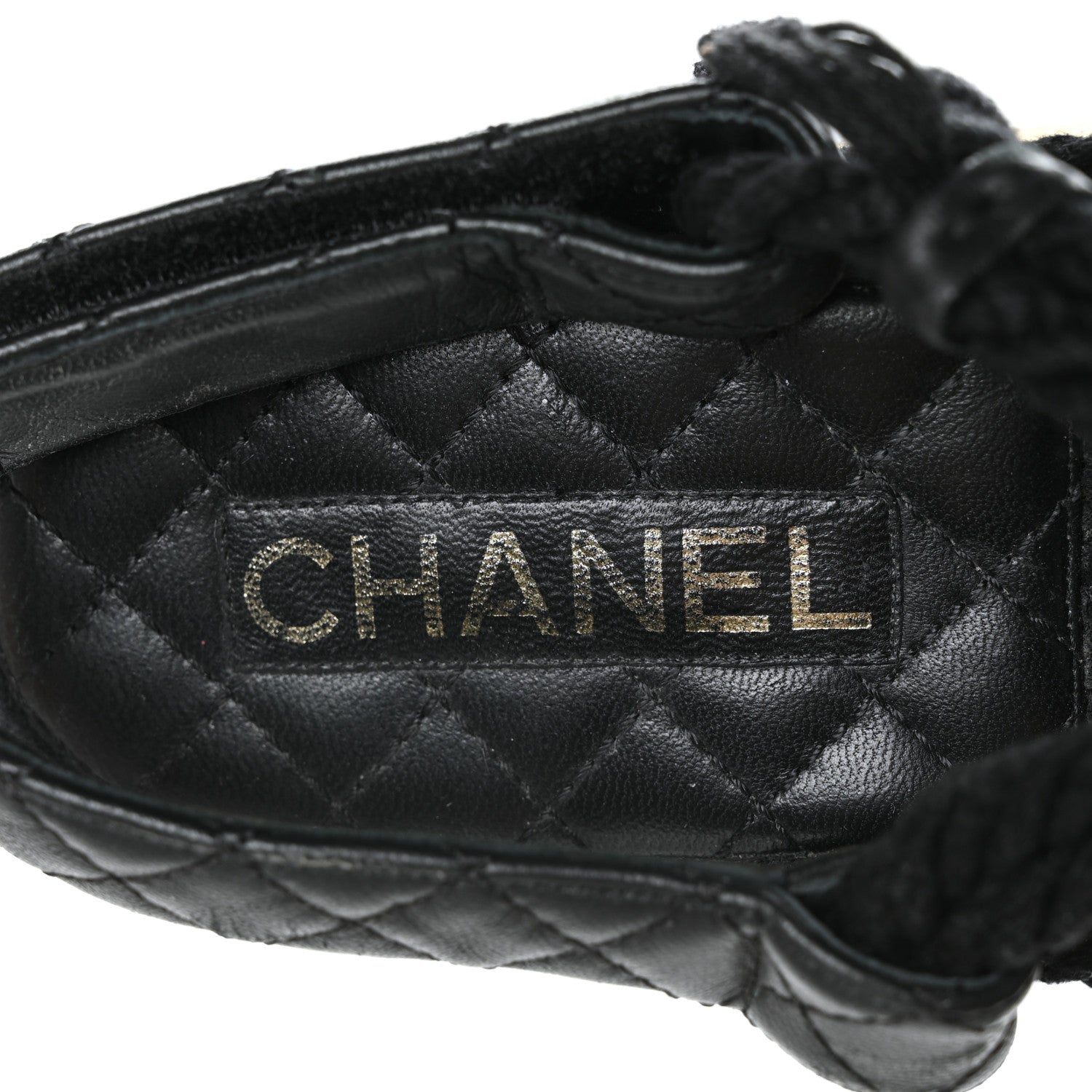 Chanel Cord Lambskin Quilted Logo Sandals 40 Black 7 of 9