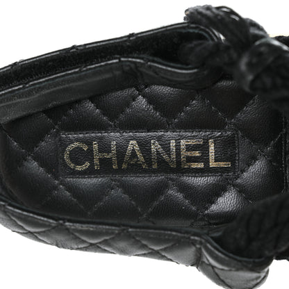 Chanel Cord Lambskin Quilted Logo Sandals 40 Black 7 of 9