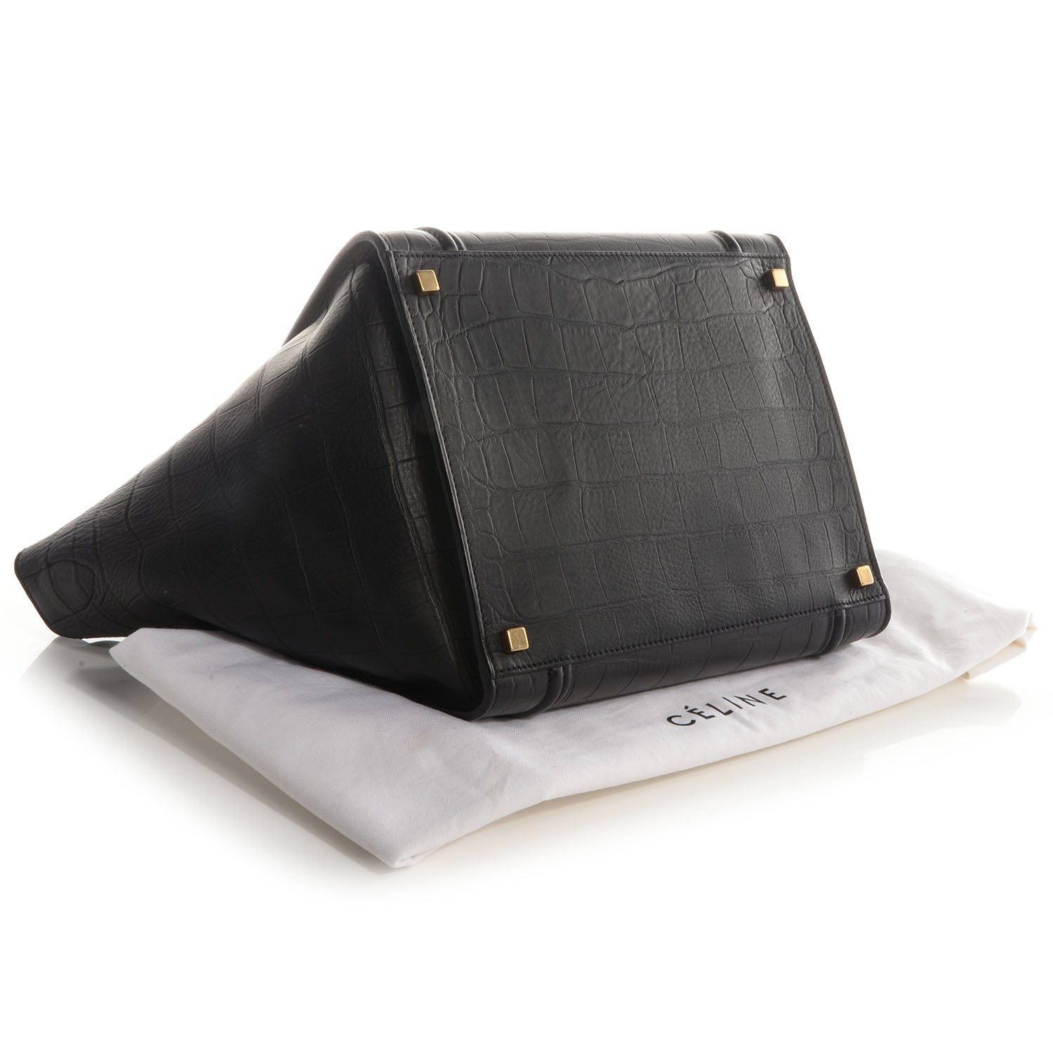 Celine Crocodile Embossed Small Phantom Luggage Black 4 of 8