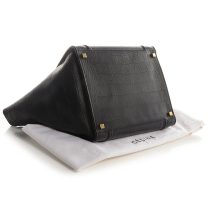 Celine Crocodile Embossed Small Phantom Luggage Black 4 of 8