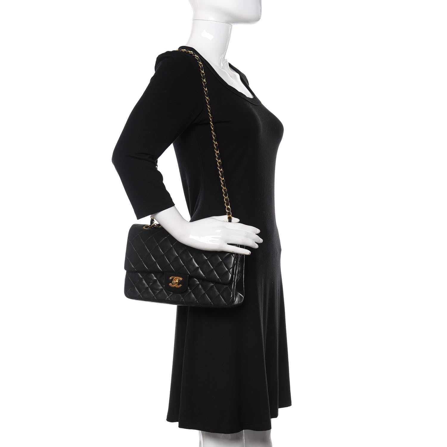 Chanel Lambskin Quilted Medium Double Flap Black 2 of 9