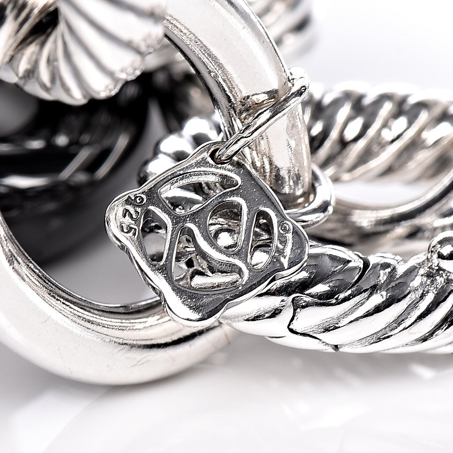 Sterling Silver Black Ceramic 17mm Extra Large Oval Link Bracelet