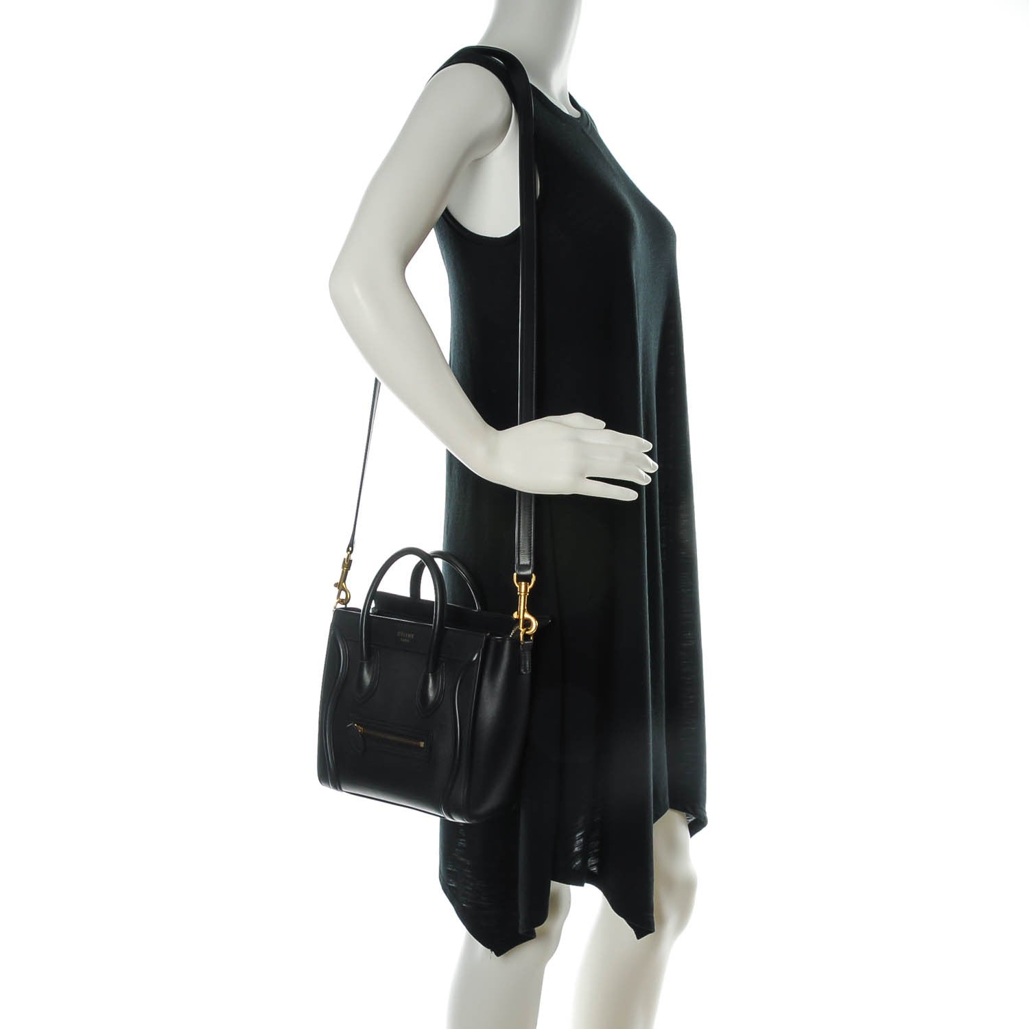 Celine Smooth Calfskin Nano Luggage Black 2 of 8