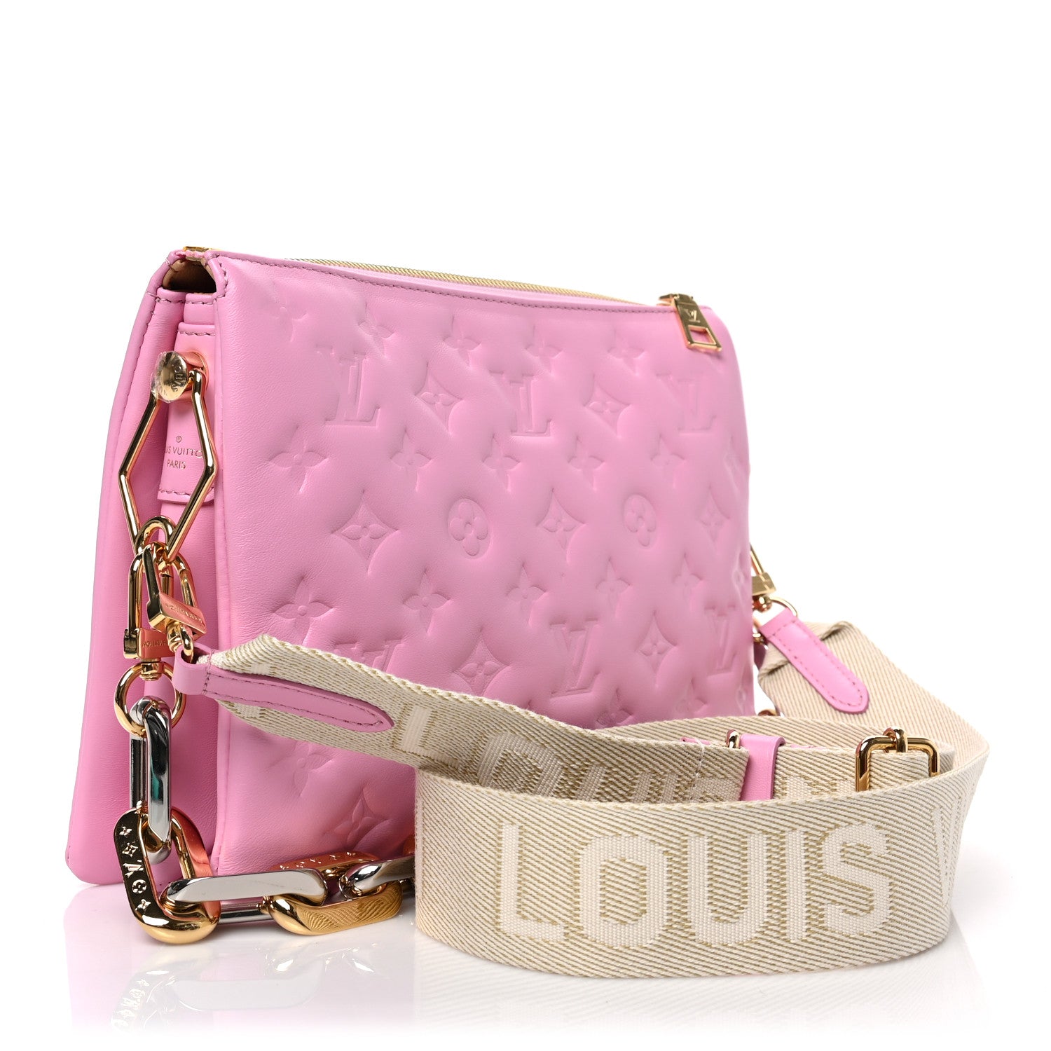 Louis Vuitton Lambskin Embossed Monogram Coussin PM Rose Bonbon 2 of 8