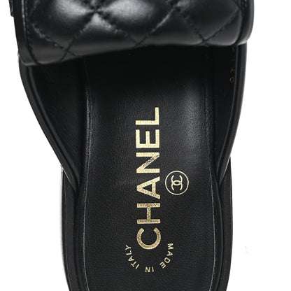 Chanel Lambskin Quilted CC Turnlock Mules 38 Black 8 of 10