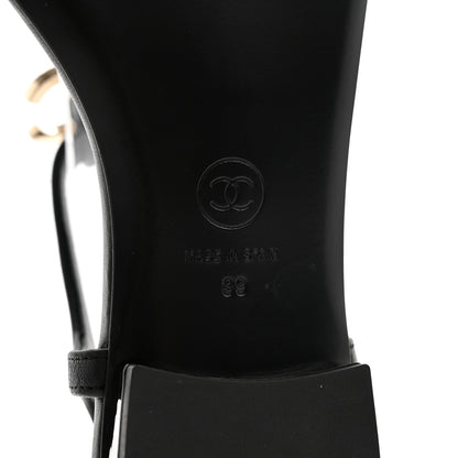 Chanel Lambskin Enamel CC Thong Sandals 39 Black 9 of 10