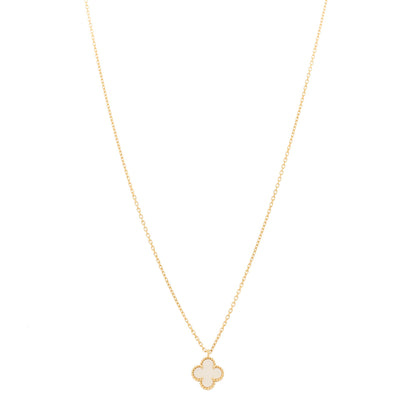 Van Cleef & Arpels 18K Yellow Gold Mother of Pearl Sweet Alhambra Pendant Necklace 1 of 8