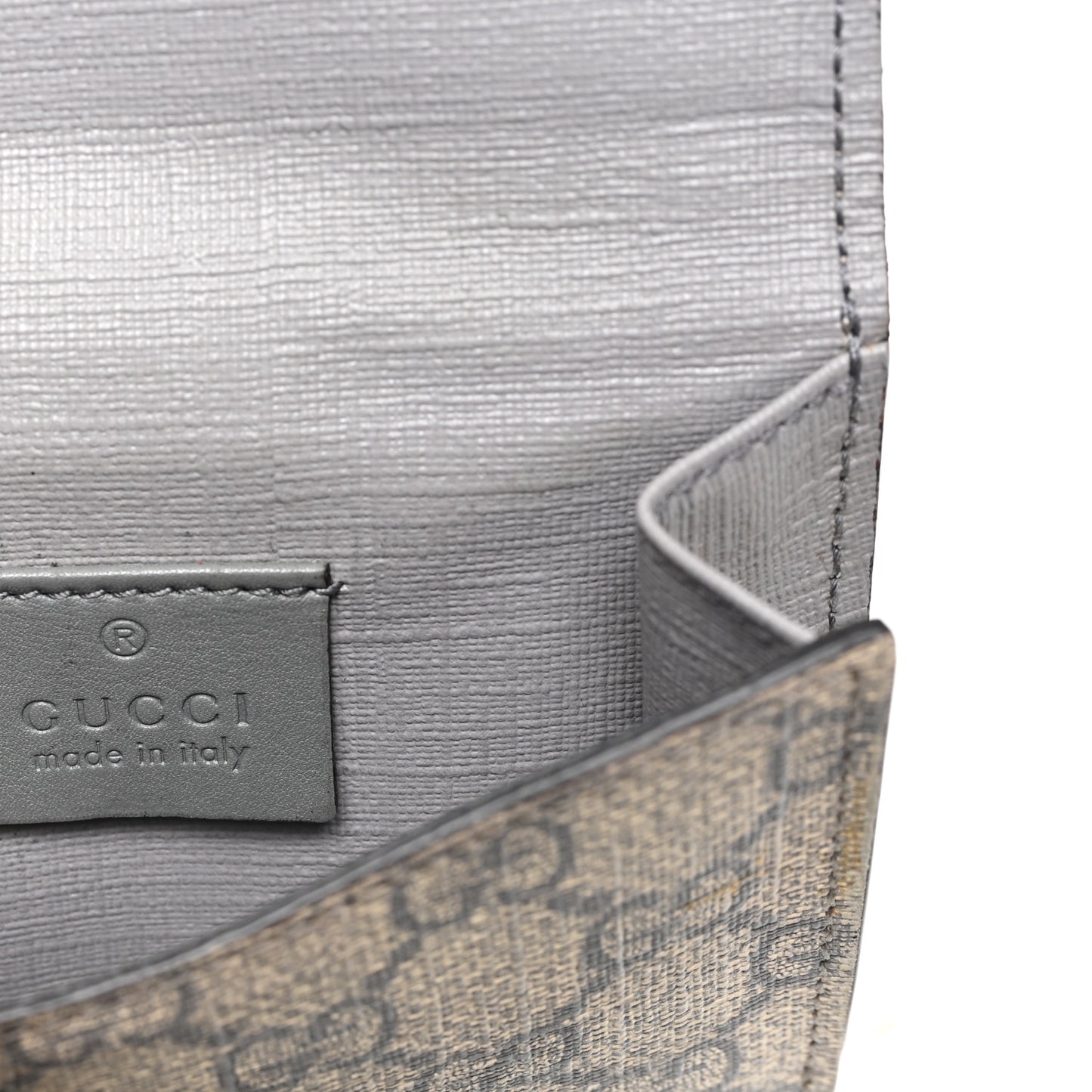 GG Supreme Monogram GG Pierce French Flap Wallet Ecru Grigio