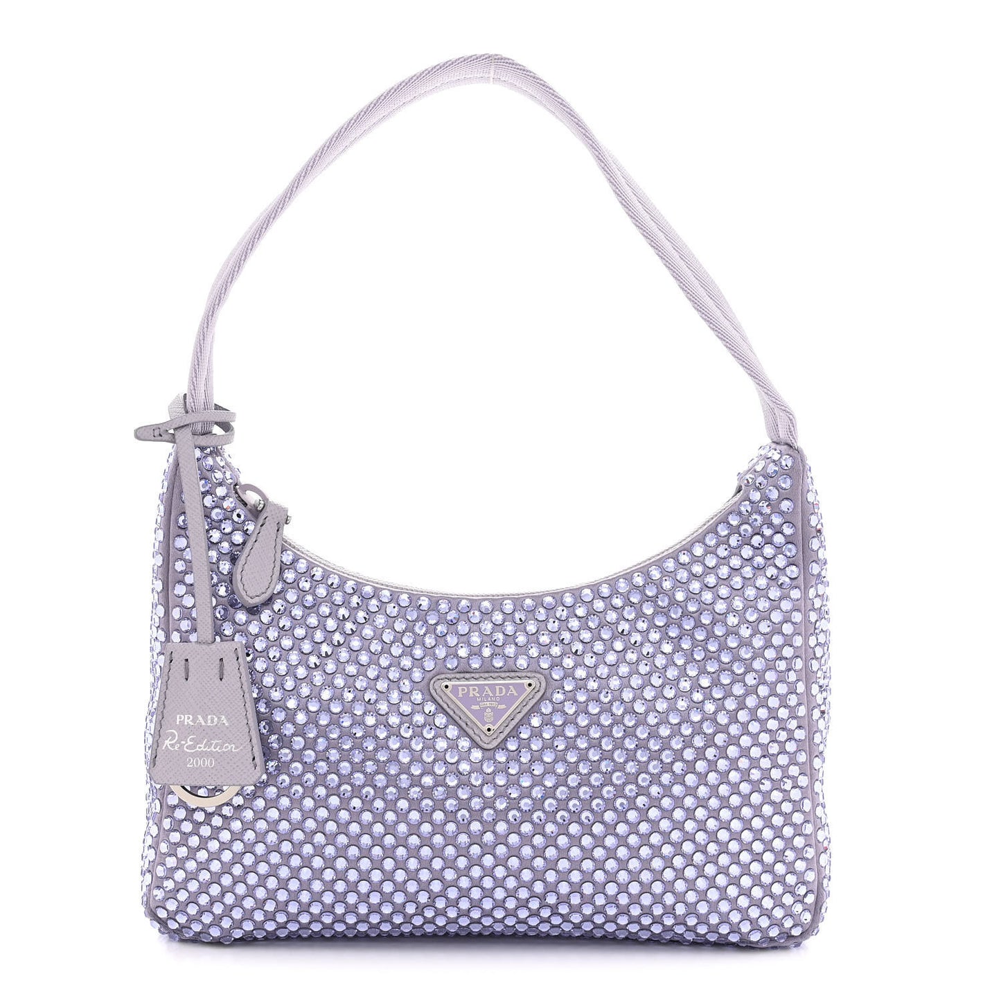 Satin Crystal Mini Re-Edition 2000 Bag Glicine