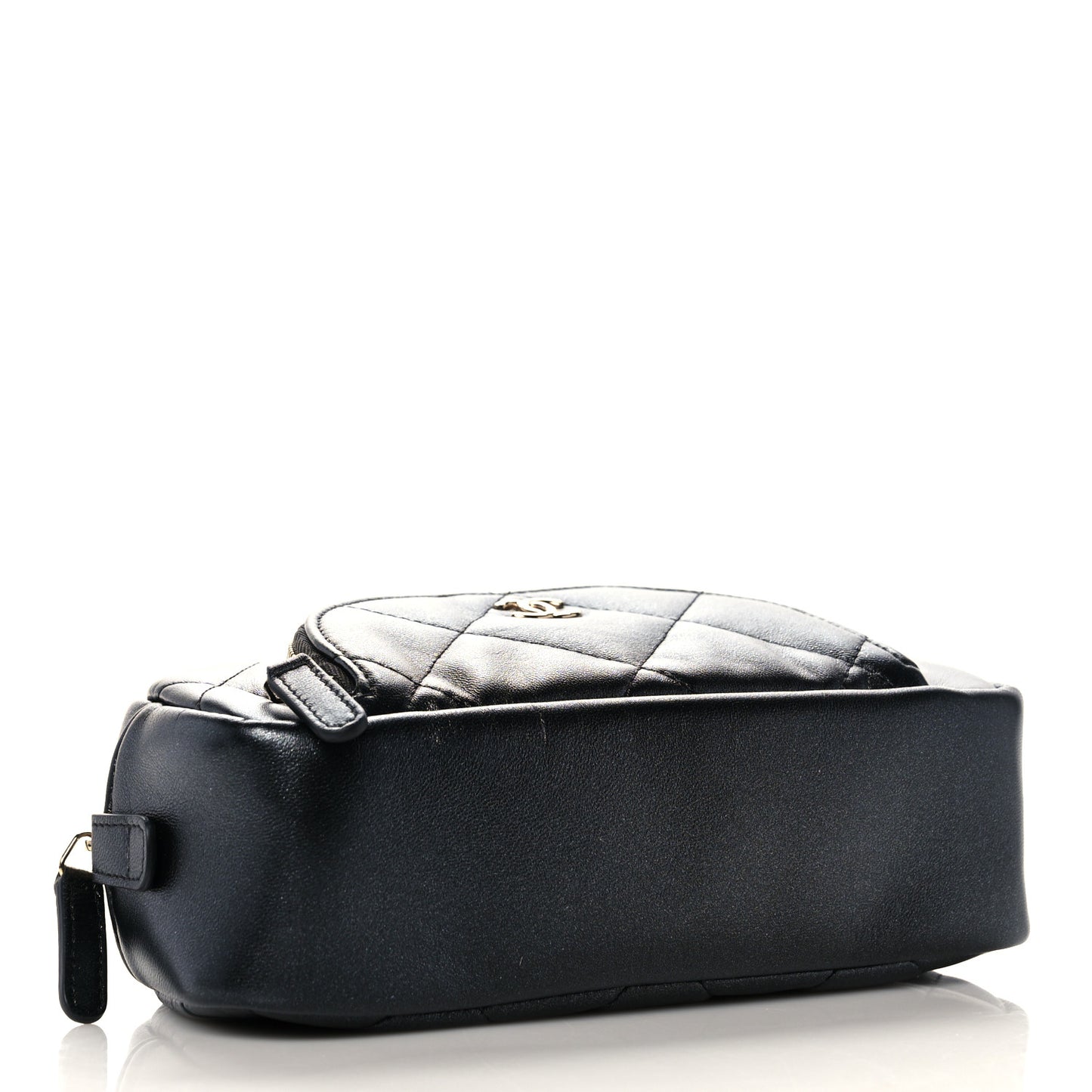 Iridescent Lambskin Quilted Pouch Black