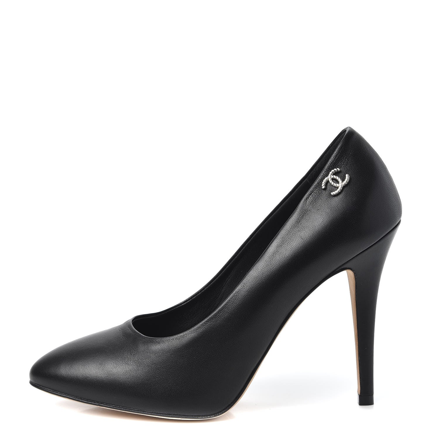 Chanel Lambskin CC Pumps 37.5 Black 1 of 12
