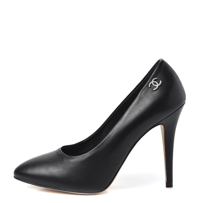 Chanel Lambskin CC Pumps 37.5 Black 1 of 12
