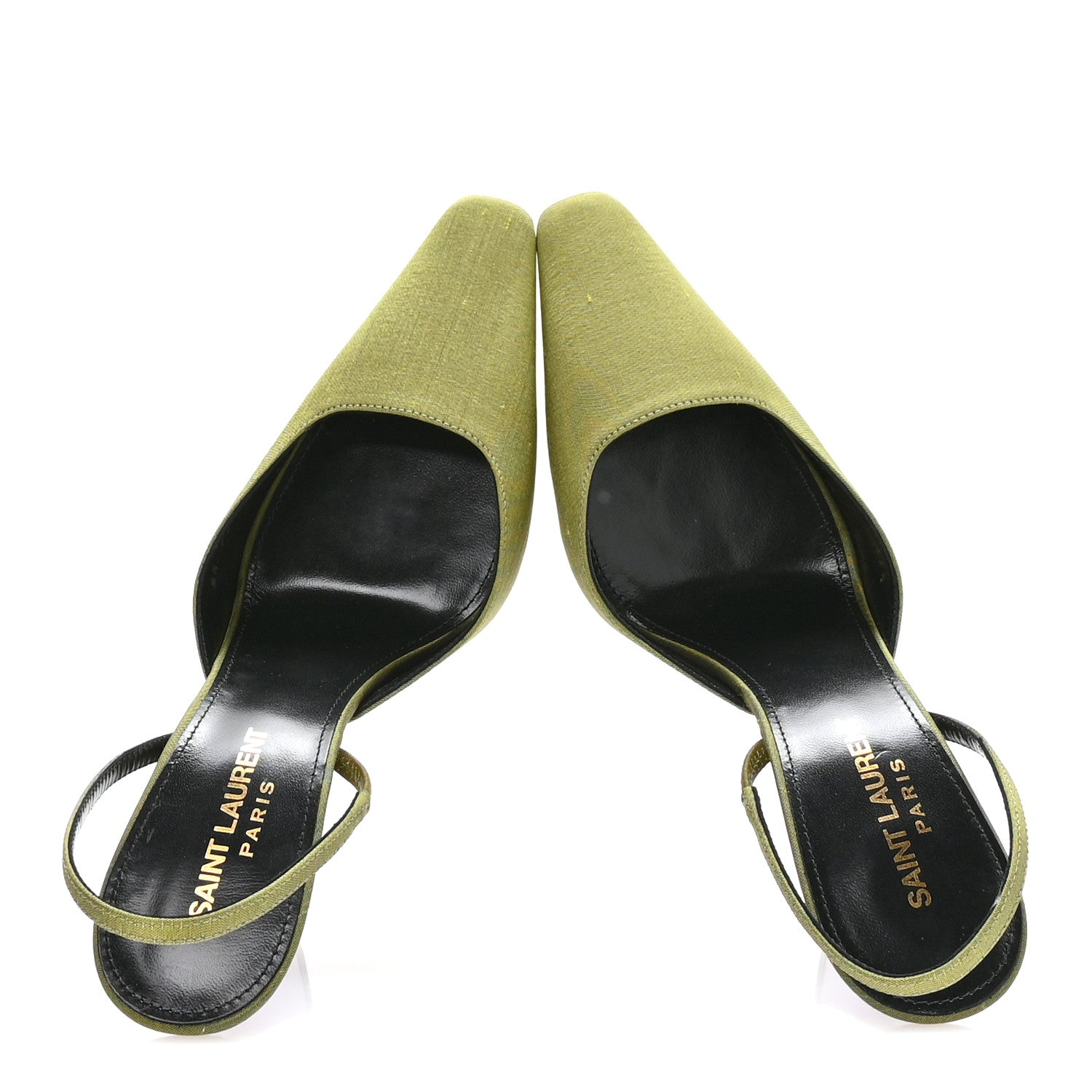 Saint Laurent Crepe De Chine Blade 105 Slingback Pumps 37.5 Lime 4 of 18