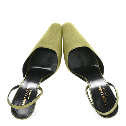 Saint Laurent Crepe De Chine Blade 105 Slingback Pumps 37.5 Lime 4 of 18