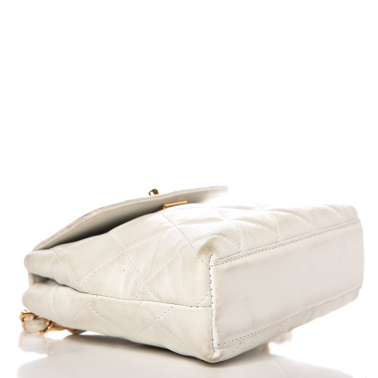 Lambskin Quilted Flap Waist Belt Bag White