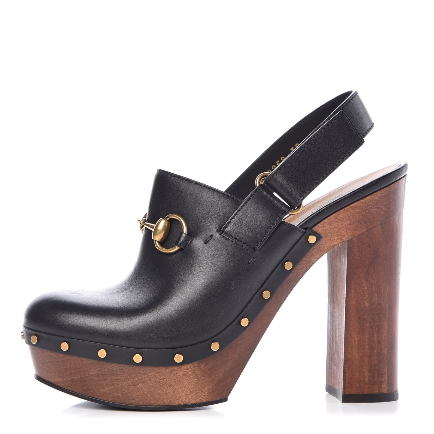 Betis Calfskin Horsebit Amstel Platform Slingback Clogs 39 Black
