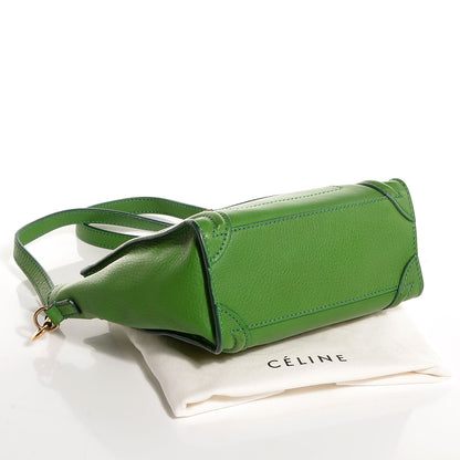 Celine Smooth Calfskin Nano Luggage Green 4 of 10