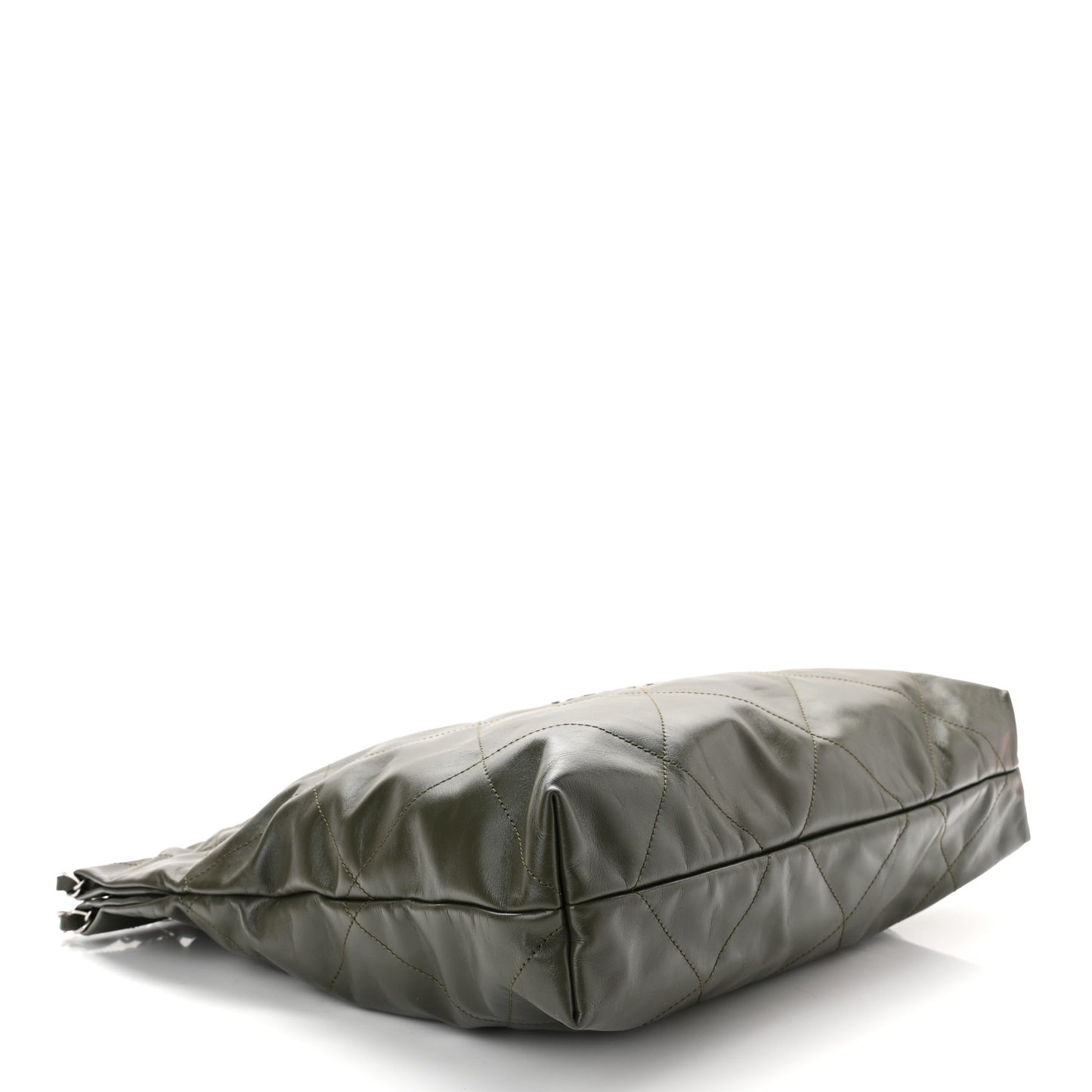 Shiny Calfskin Quilted Chanel 22 Khaki