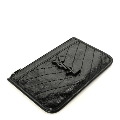 Saint Laurent Crinkled Calfskin Matelasse Monogram Niki Bill Pouch Black 4 of 8