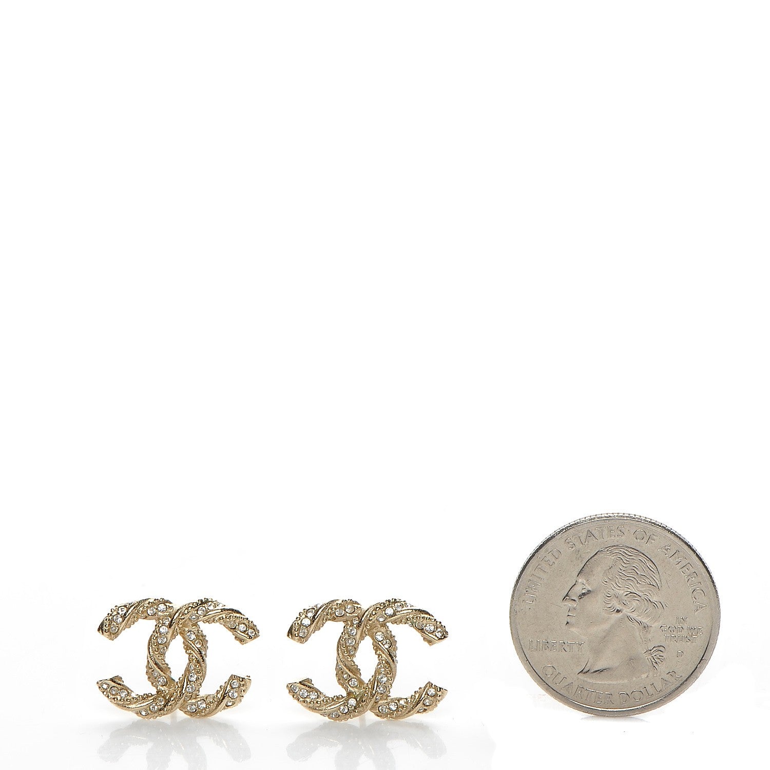 Chanel Crystal Twisted CC Earrings Gold 2 of 5