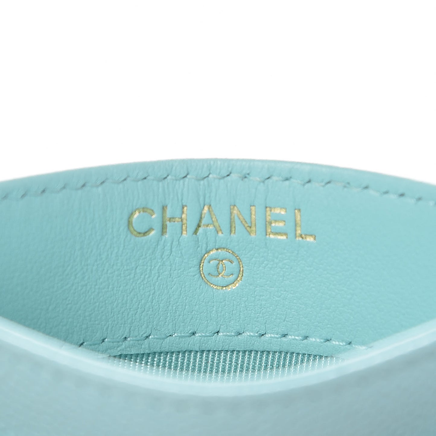 Caviar Quilted Card Holder Light Blue