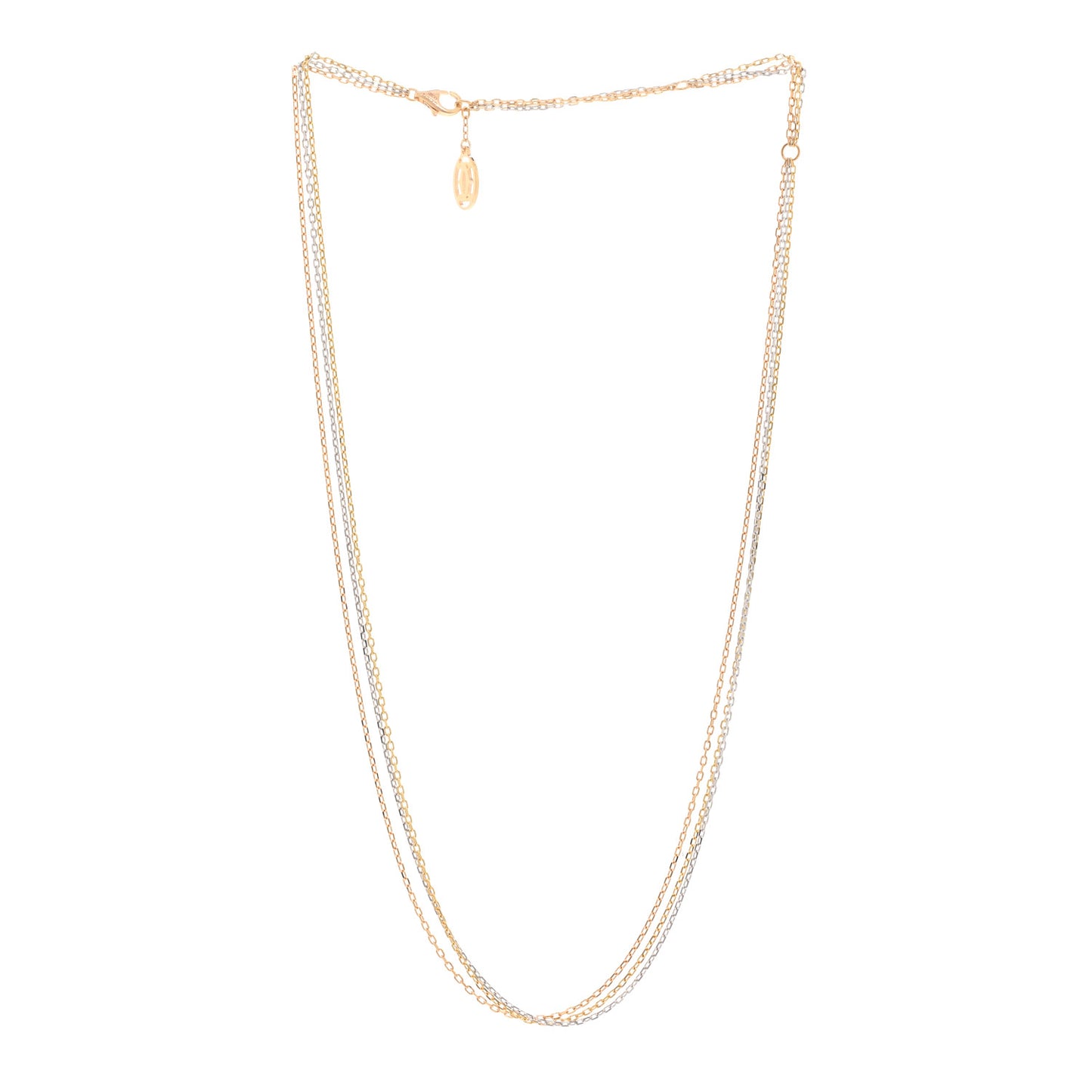 18K Pink Yellow White Gold Three Chain Necklace