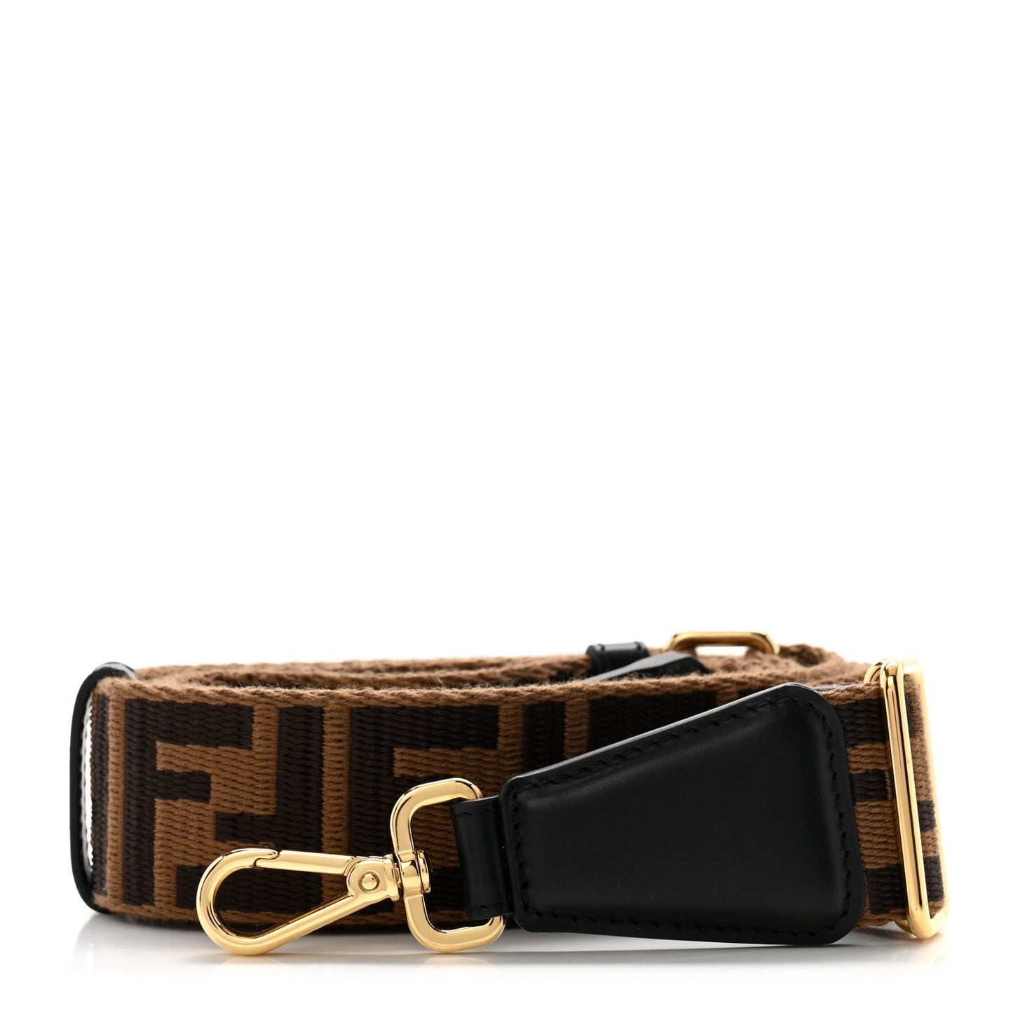 Jacquard Ribbon Vitello King FF Adjustable Strap You Fango Marrone Black