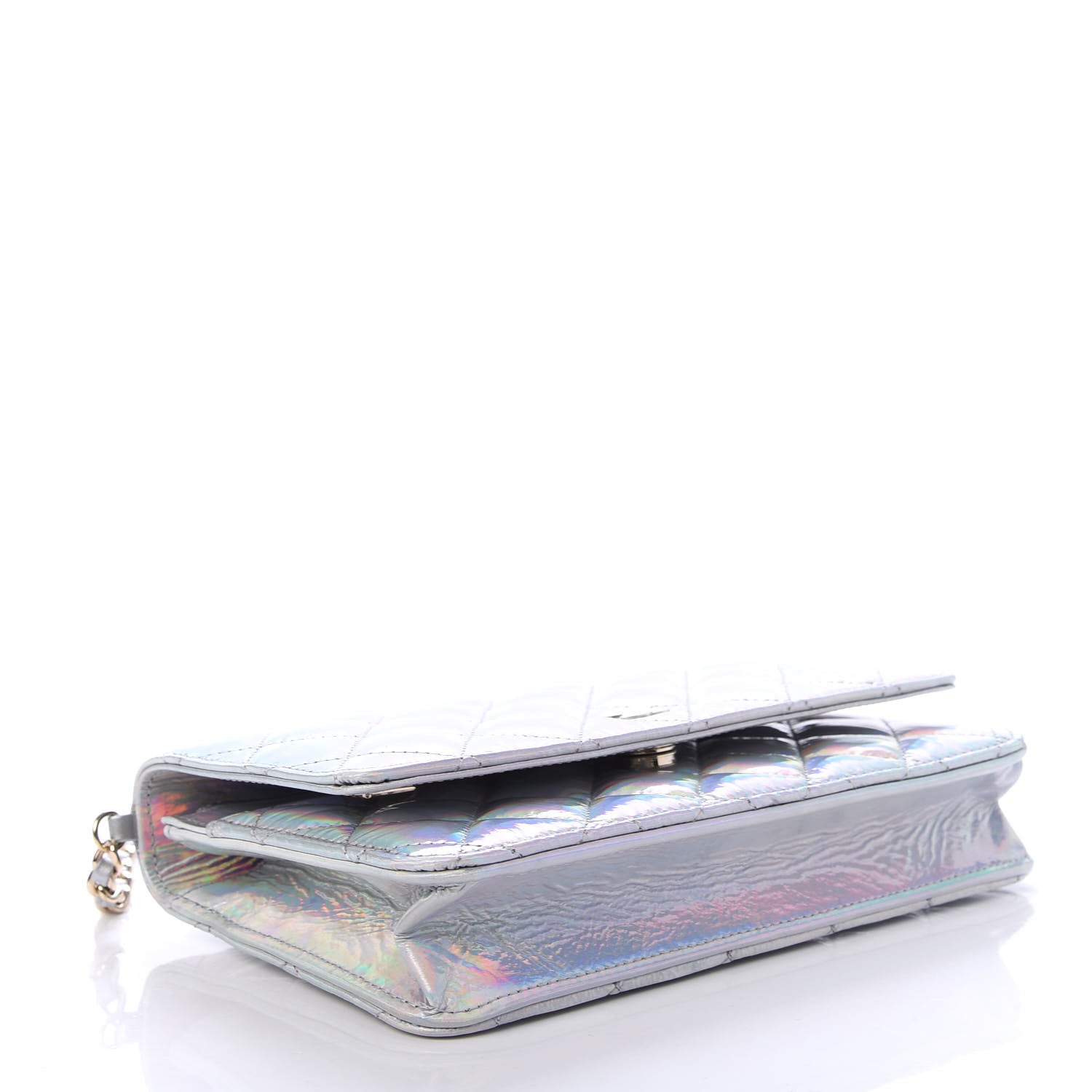 Chanel Iridescent Goatskin Quilted Wallet On Chain WOC Silver 4 of 11