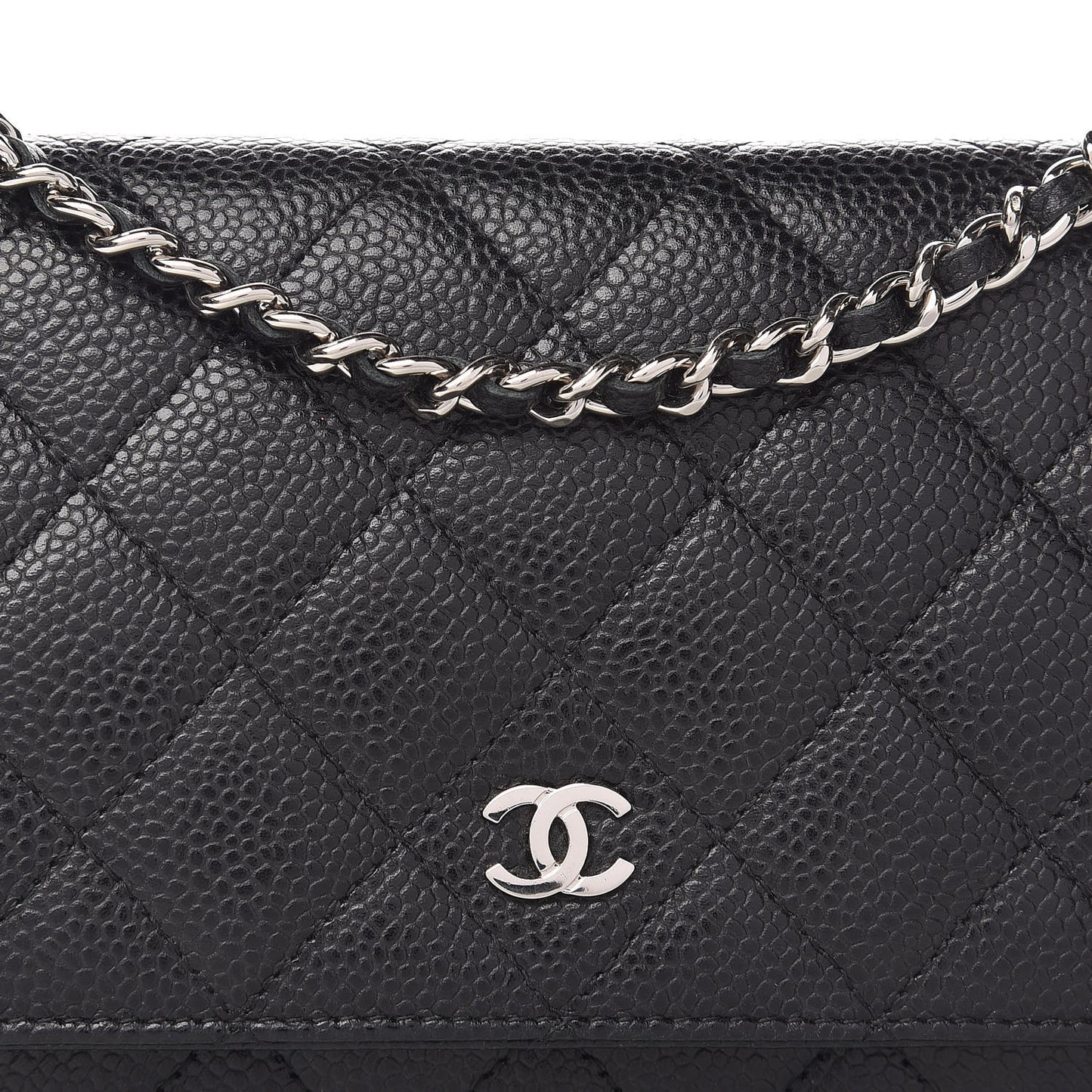 Caviar Quilted Wallet On Chain WOC Black