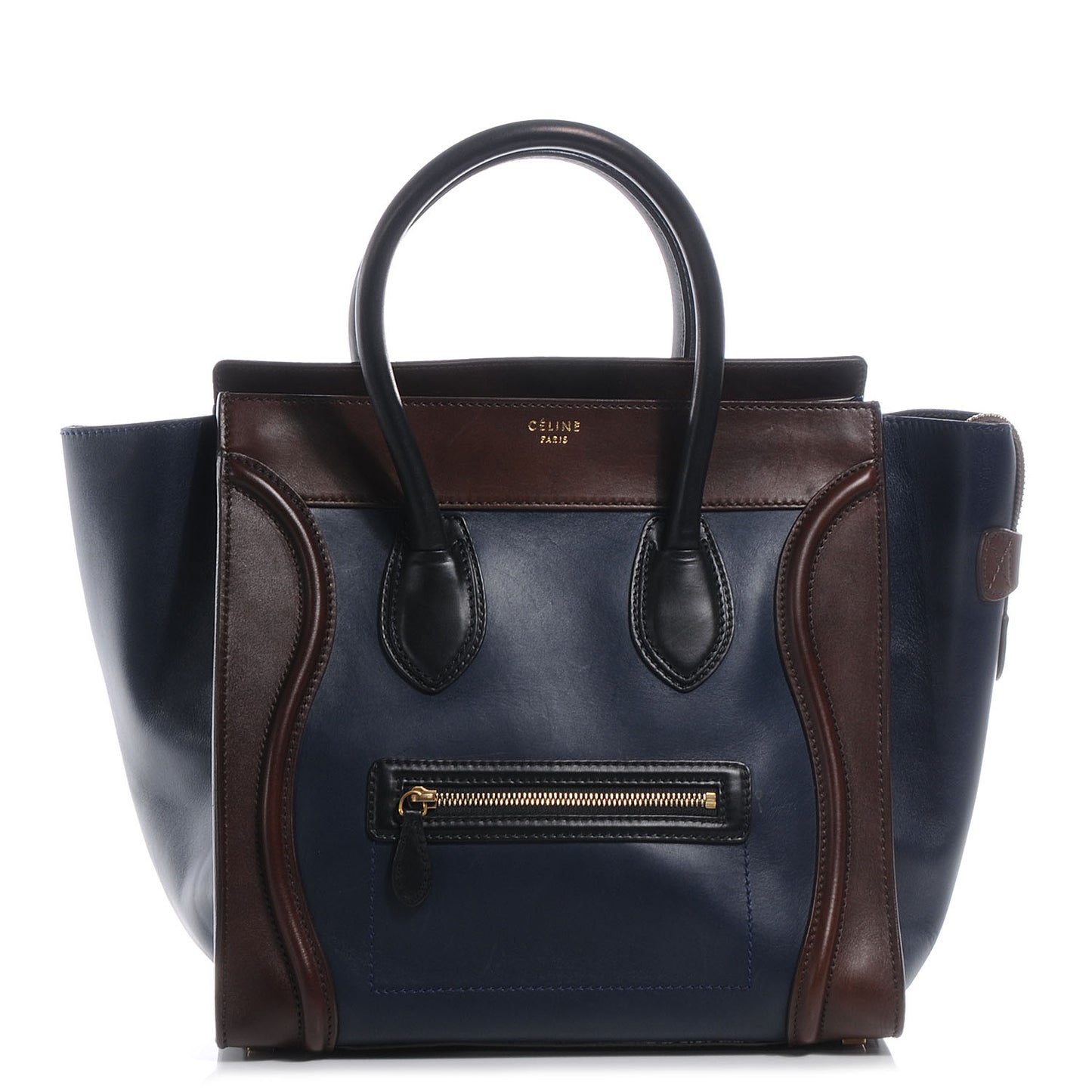 Smooth Calfskin Mini Tri-Color Luggage Navy