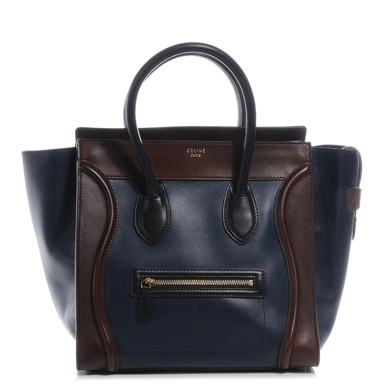 Celine Smooth Calfskin Mini Tri-Color Luggage Navy 1 of 10