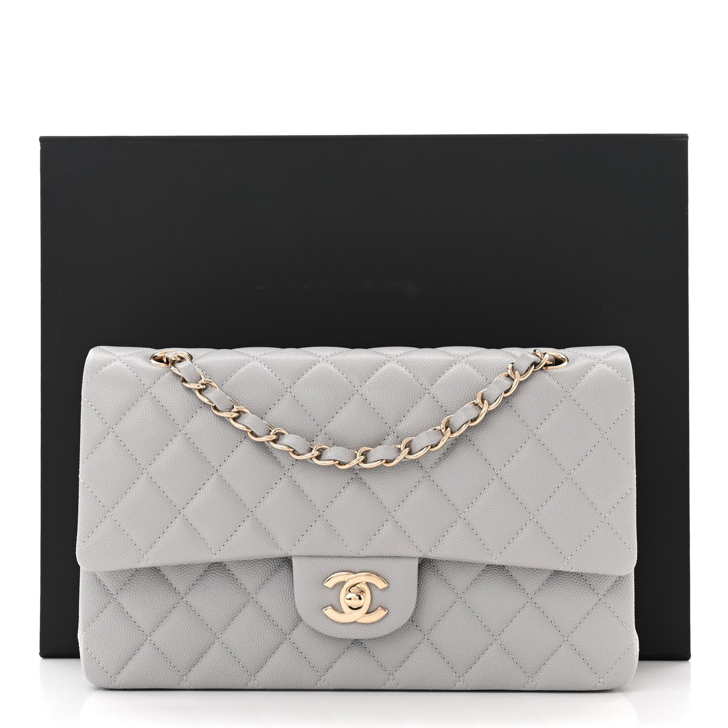 Chanel Caviar Quilted Medium Double Flap Grey 11 of 11