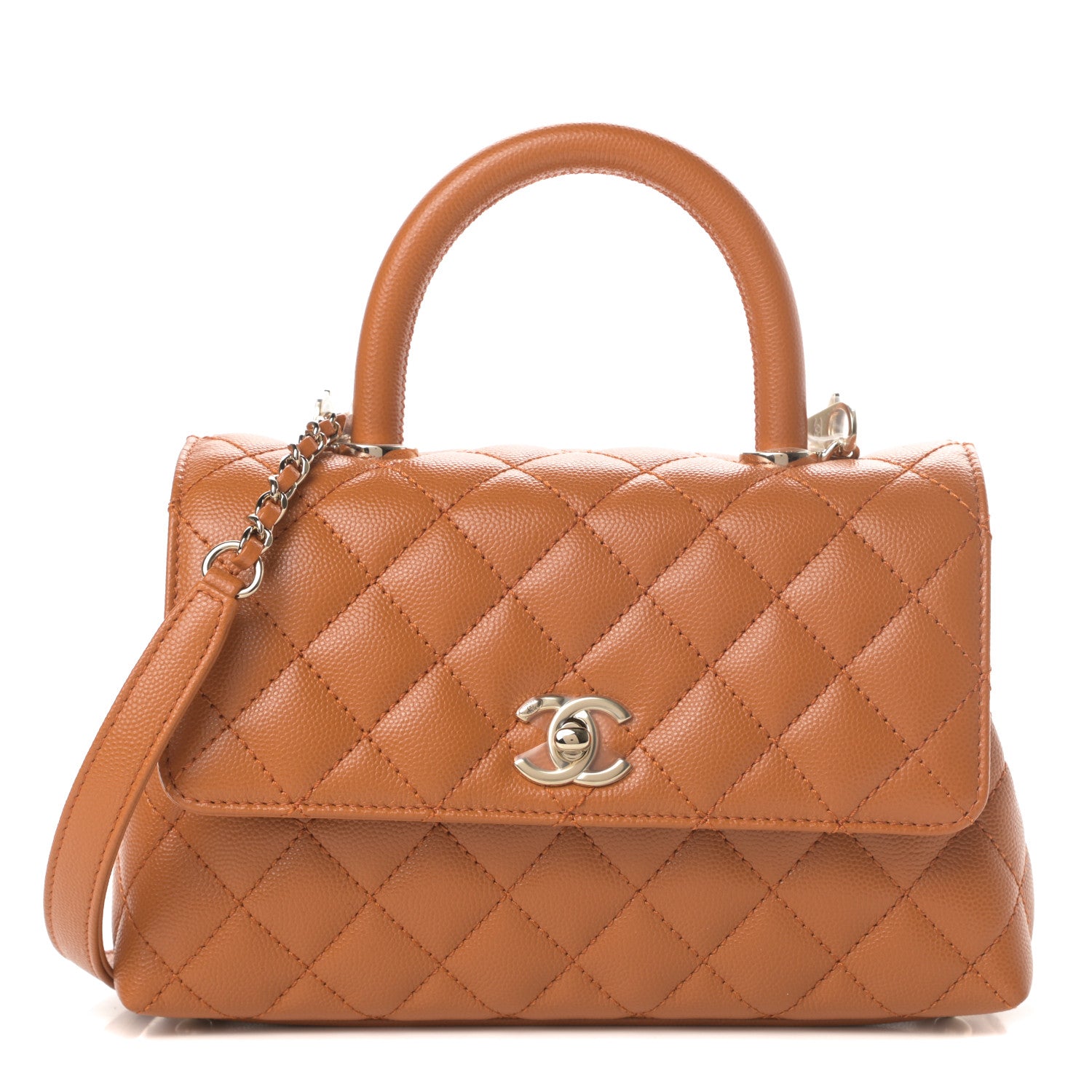 Chanel Caviar Quilted Mini Coco Handle Flap Light Brown 1 of 11