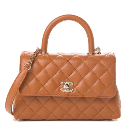 Chanel Caviar Quilted Mini Coco Handle Flap Light Brown 1 of 11